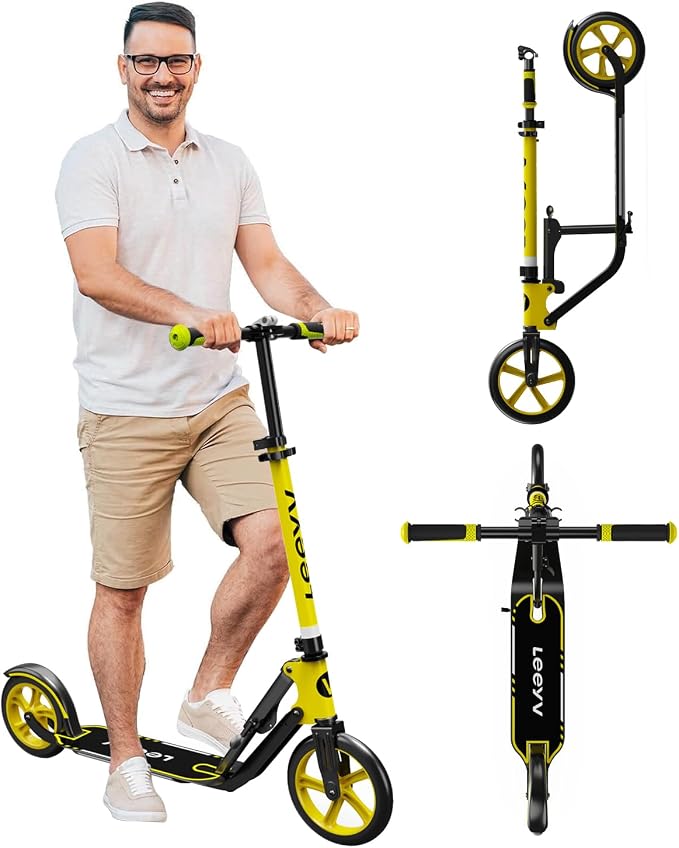 Adult Scooter with Big Wheels | Adjustable Height, Foldable Aluminum Frame | Smooth Ride for Urban Commuting and Outdoor Fun | Suitable for Teens 8-12 | 220 lbs Weight Limit