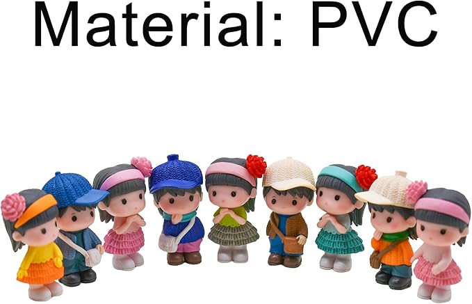 8Pcs Mini Boy and Girl Statue Dollhouse People Figures Set Resin Cake Toppers for DIY Birthday Party Gift Fairy Garden Micro Landscape Home Office Desktop Ornaments