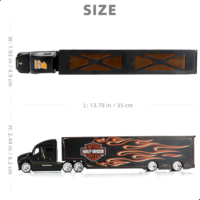 Semi Truck Toy with Trailer, 1/64 Scale Alloy Metal Diecast Heavy Semi Truck Trailer Head Toy Model, MAx Diecast Tow Traktor Gift for Boy Adult Model Car Collector -Black