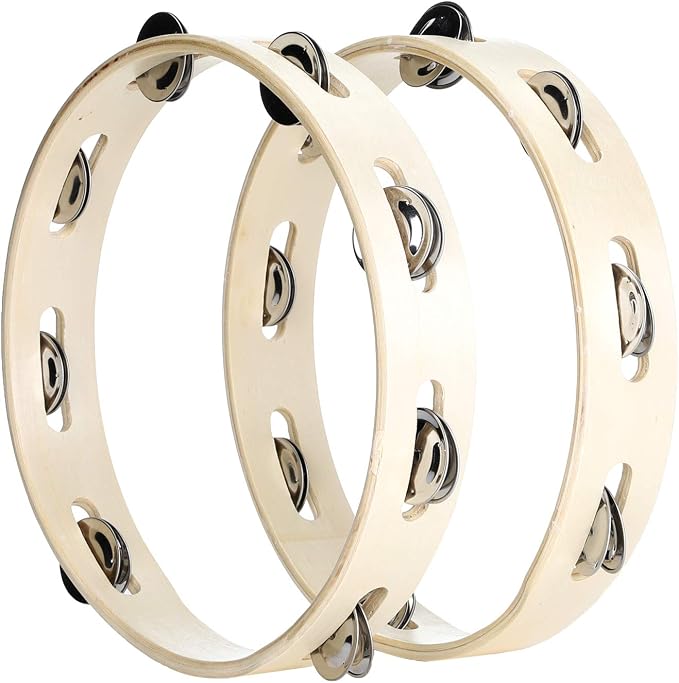 Musfunny Tambourine Ring for Adults 10 inch Hand Held Drum with Metal Jingles Bells Percussion Instrument Gifts for Musical Education Party Church KTV (10 inch Ring)