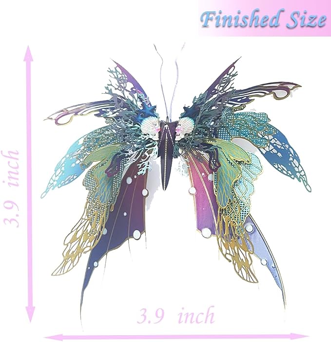 3D Metal Puzzles for Adults,Butterfly Model Building Kits,Cute Insect Design,Brain Teaser Puzzle,DIY Mechanical Assembly Kit Creative Ornament Suitable for Home Decor Art Craft (Blue)