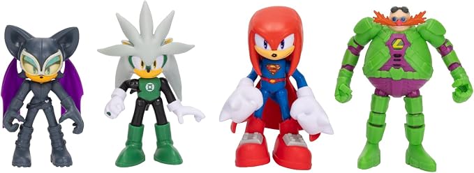 DC X Sonic Collectable 2.5 Inch Scale Action Figures Knuckles Silver Rouge Dr. Eggman Featuring Multiple Points of Articulation for Action-Packed Posing