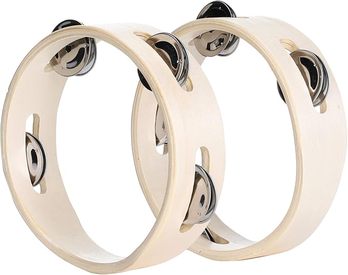 Tambourines for Kids Hand Held 6 inch Tambourine Ring Metal Jingles Percussion Musical Educational Hand Instrument for KTV Party Kids Games (6 inch ring)