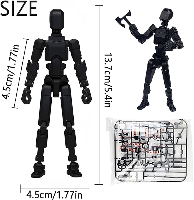 DANONI Titan13 Action Figure, Lucky Robot 13 Action Figures, 3D Printed Multi-Jointed Movable Action Figure, Dummy Robot 13 Figures Toy for Desktop Decorations Game Gifts (Black)
