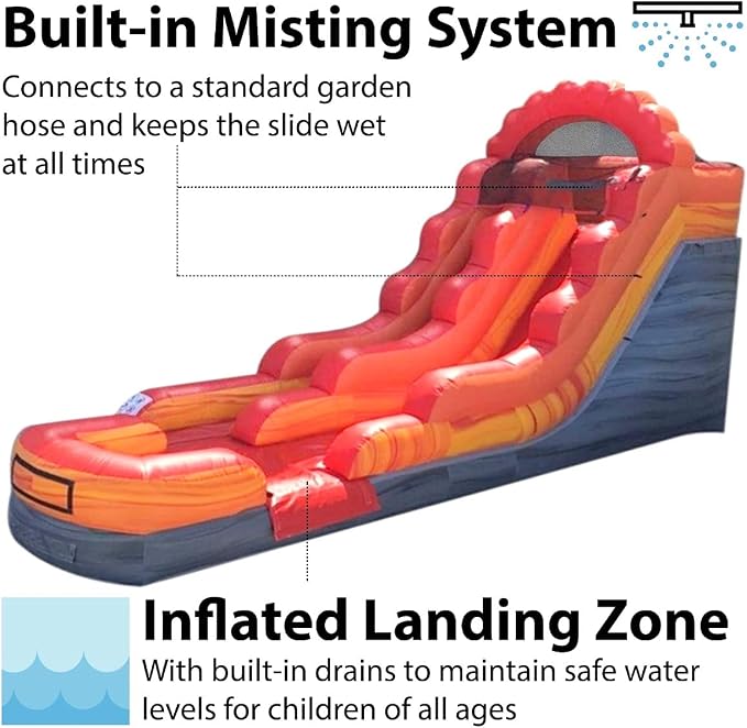 TentandTable Inflatable Water Slide for Kids and Adults, Commercial Grade Giant Blow Up Backyard Water Fun, Includes Electric Air Blower, 27' L x 9' W x 15' H, Fire Marble