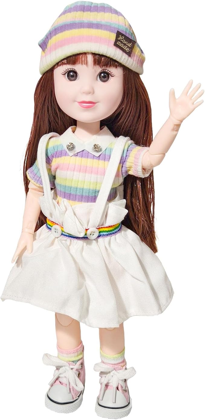 12 Inch BJD Fashion Girl Doll, 15 Movable Joints, Exquisite Hair and Trendy Casual Outfits (Casual wear-Colorful)