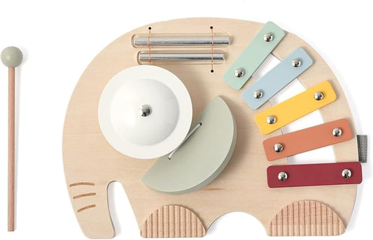 Wooden Elephant Musical Instruments for Toddlers, Baby Xylophone Percussion Instruments Toy for Kids, Montessori Educational Music Toys, Gifts for Girls Boys