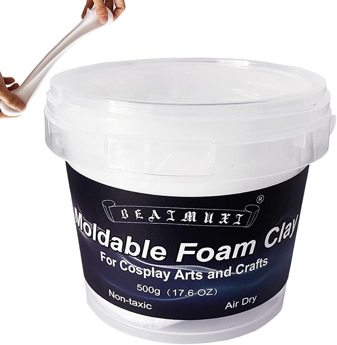 Foam Clay Cosplay Moldable Air Dry Foam Clay Craft 500g White Lightweight Sculpting Foam for Costumes Sanding Cosplay (500g, White)