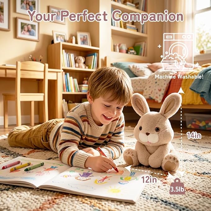 Niuniu Daddy 14" | 3.5 Pound Weighted Bunny Stuffed Animal for Kids & Adults, Rabbit Large Plush Toy with Soft Fur, Weighted Plushies Pillow for Sensory Calm, Huggable Gift for Everyday Comfort