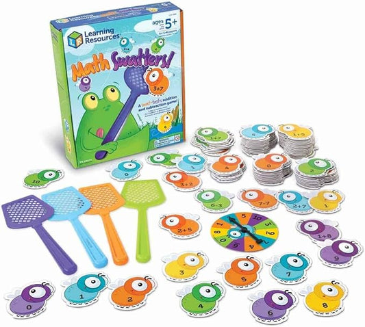 Learning Resources Mathswatters Addition & Subtraction Game - Math Games, Numbers Flash Cards, Classroom And Preschool Must Haves, Montessori, Fine Motor Skills Manipulatives, Kindergarten