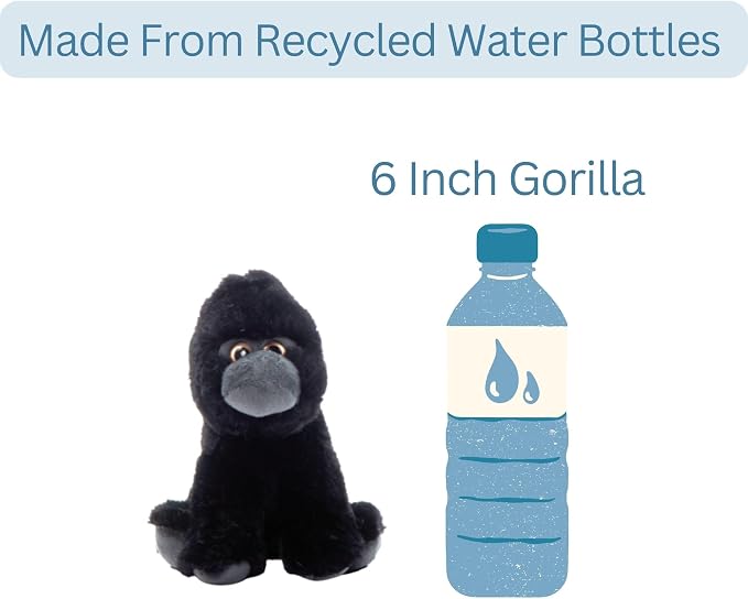 The Petting Zoo Gorilla Stuffed Animal Plushie, Gifts for Kids, Wild Onez Babiez Zoo Animals, Gorilla Plush Toy 6 inches
