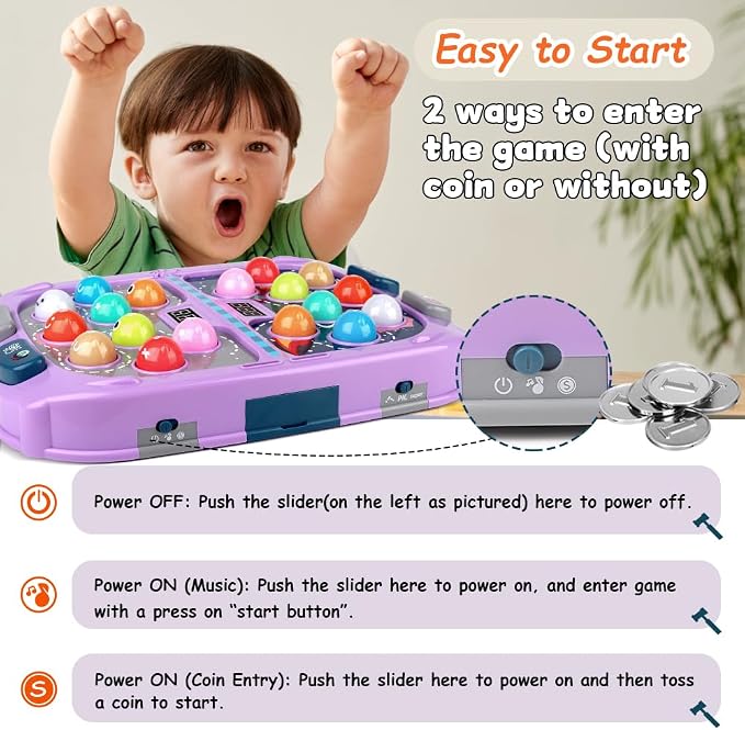 Whack Game Mole for Kids, Toys for 3 4 5 6 7 8+ Year Old Girls Boys, Pounding Toddler Toys for Age 3-8, Birthday Gifts for Girls Age 3 4 5 6 7 8 Years Old, Interactive Toys with 3 Modes, Music, Light