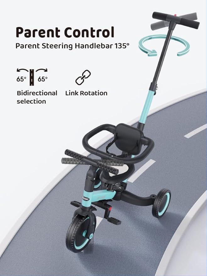 newyoo Toddler Tricycles for 1-3 Year Olds, Toddler Bike, Baby Balance Bike, Christmas and Birthday Gift for Boy and Girl, Trike with Push Handle, Safety Guard, Safety Belt, Blue, TR008 | for 1-3 Year Olds