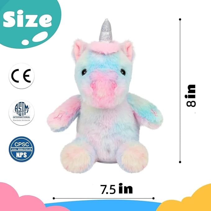 Talking Unicorn Repeat What You Say Musical Stuffed Animal Shaking Singing Plush Toy Electric Interactive Animated Plushies Gifts for Kids Girls Boys