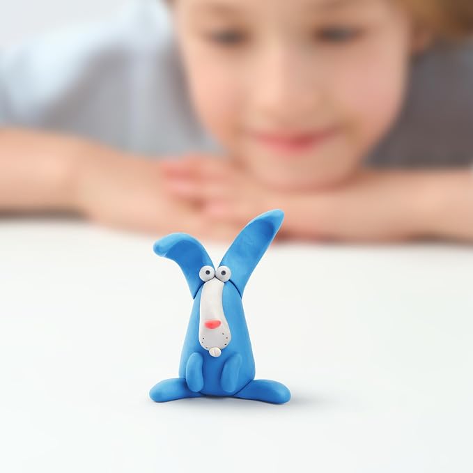 Hey Clay Animals - Claymate Rabbit - Colorful Modeling Air Dry Clay for Kids - Air Dry Clay Kit 3 Cans with Fun Interactive App
