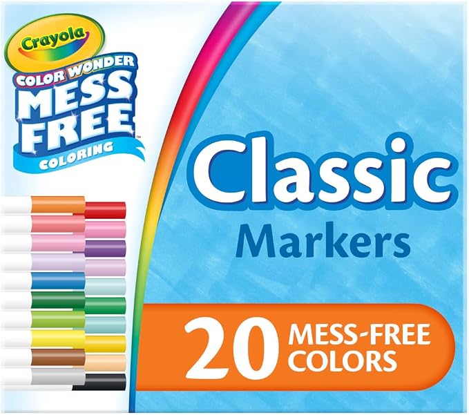 Crayola Color Wonder Marker Refill Set (20ct), Mess Free Broad Line Markers for Toddlers, Mess Free Coloring for Kids, Toddler Gifts