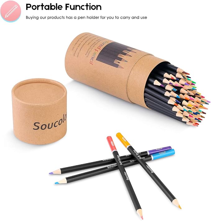 Soucolor 72 Colored Pencils Set - Premium Art Supplies for Adults Coloring Book - Vibrant Colors, Smooth Writing, Easy Blending and Shading, Perfect for Coloring Books, Sketching & Drawing Pads