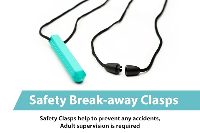 Pencil Sensory Necklace 3 Set - Best for Kids or Adults that Like Biting or Have Autism – Perfectly Textured Silicone Chewy Toys - Chewing Pendant for Boys & Girls, Chew Necklaces - Ocean Blue