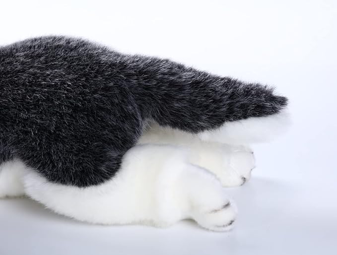 CU-MATE 15.7'' Siberian Husky Stuffed Dog Animal Simulation-Realistic & Lifelike Soft Handmade Lying Dog Plush Toy Puppy -Present Gift for Boys and Girls