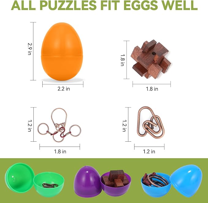 24 Pcs Brain Teaser Puzzles for Adults and Teens - Metal Puzzles 3D Puzzle Game Toys for Adults Teens - Wooden Unlock Interlocking Puzzle Adult IQ Education Smart Toys