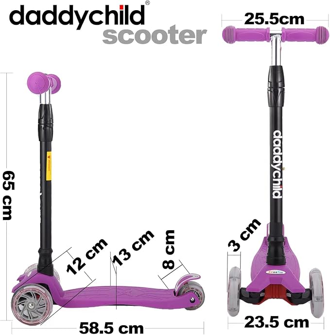 Scooters for Kids 3 Wheel Kick Scooter for Toddlers Girls & Boys, 4 Adjustable Height, Lean to Steer, Extra-Wide Deck, Light Up Wheels for Children from 3 to 14 Years Old