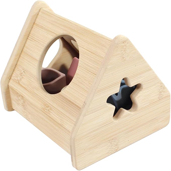Hudson Baby Wood and Silicone Shape Sorter Toy, Multicolor, One Size