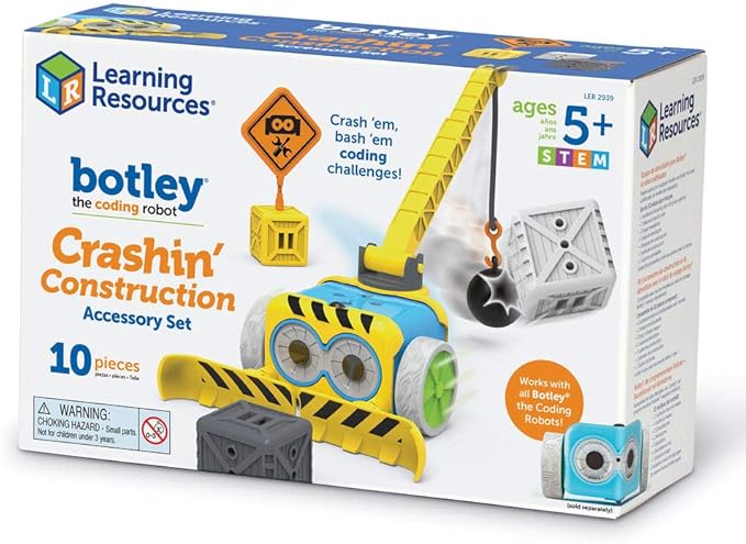 Learning Resources Botley Crashin' Construction Challenge Accessory Set (Botley Not Included) - 10 Pieces, Ages 5+ Coding for Kids, Kids Coding, STEM Toy