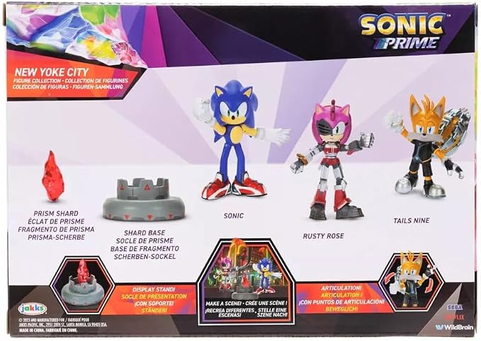 JAKKS Pacific Sonic Prime 2.5" Figure Multipack with Sonic, Tails Nine & The Prism Shard with Display Base!
