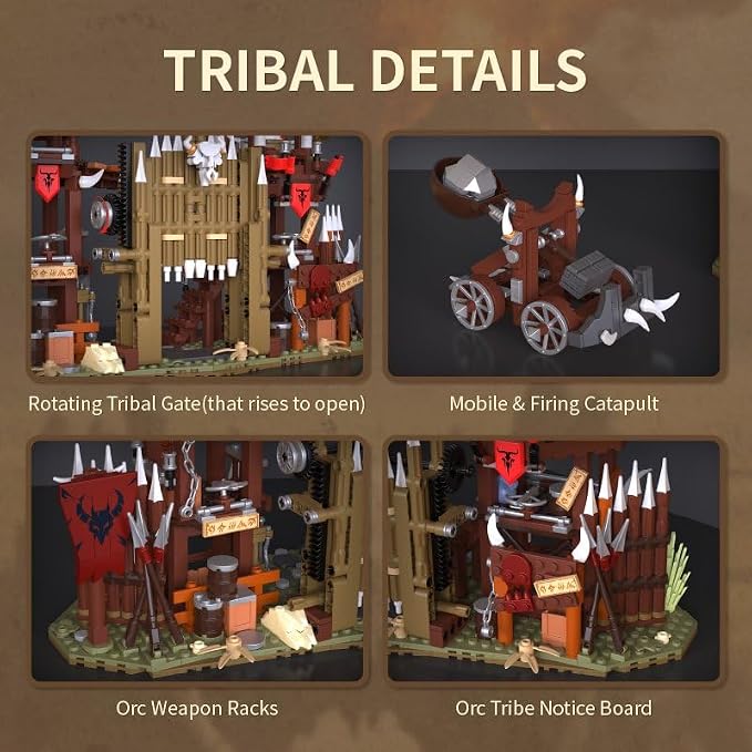 Medieval Bonefire Gate Building Bricks Set,Middle Building Set House Building Block Toy, Living Room Decorations,Collectible Display Set for Adults1279pcs