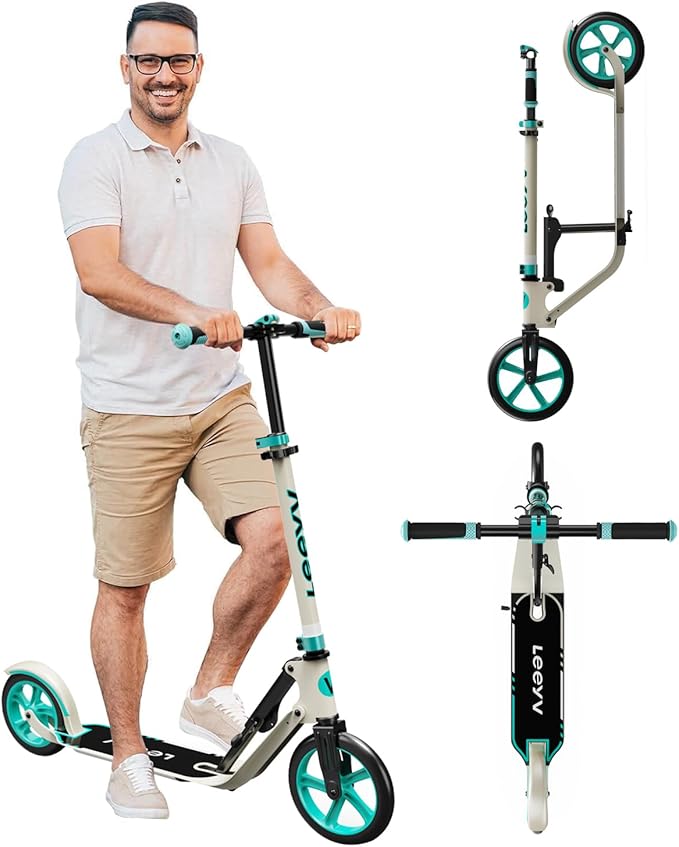 Adult Scooter with Big Wheels | Adjustable Height, Foldable Aluminum Frame | Smooth Ride for Urban Commuting and Outdoor Fun | Suitable for Teens 8-12 | 220 lbs Weight Limit