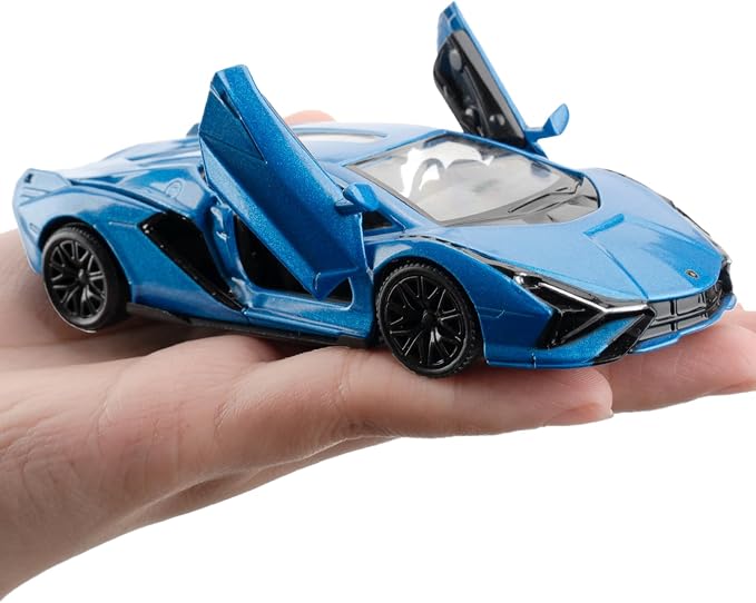 BDTCTK Lamborghini Sián FKP37 Diecast Car Models,1/36 Zinc Alloy Toy Pull Back Vehicles Toy Cars for Toddlers Kids Boys Girls Gift (Blue)