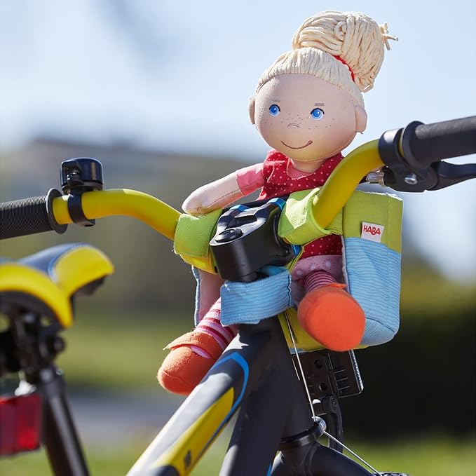 HABA Soft Doll Bike Seat – Babydoll Accessories for Toddler and Seat Attachment for Scooters, Trikes & Bikes for Toddlers 18+ Months, Fits Most Plush Toys & Baby Dolls Up to 15”