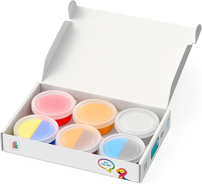 HEY CLAY Colorful Modeling Air Dry Clay for Kids 6 cans with Fun Interactive Instructions App - Kids Activities Age 3+ (Birds: Pheasant, Ara Parrot, Dove)
