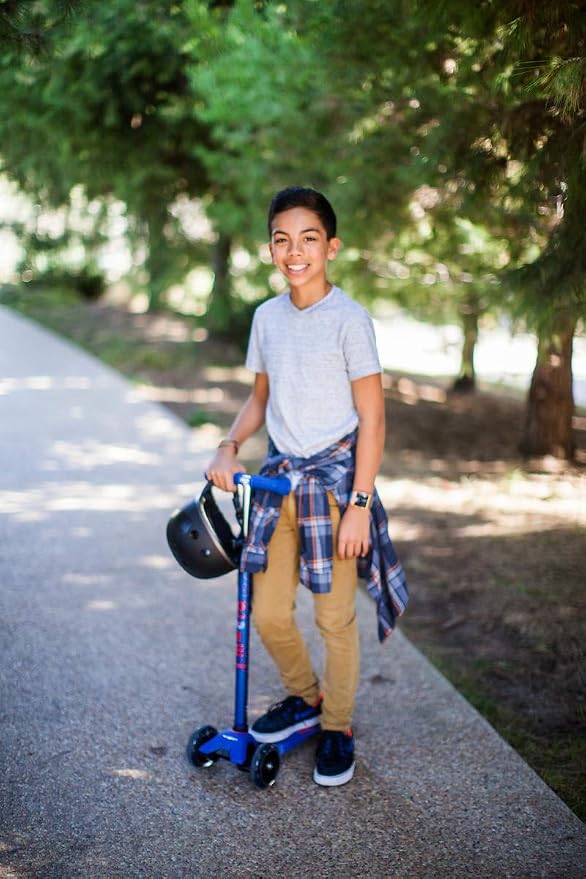 Micro Kickboard | Maxi Scooter for Ages 5-12 | Children up to 110 lbs | 3 Wheel Lean-to-Steer Design | Adjustable T Bar | Smooth Ride PU Wheels | Swiss Design