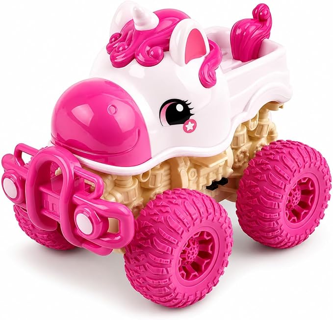 UNICOR Friction Powered Toy Car – Push and Go Toy Vehicle for Kids, Durable Child-Friendly Design, Easy Grip Size 5.5 x 4.7 x 3.7 Inches, Fun Pretend Play Car for Boys & Girls (Red)