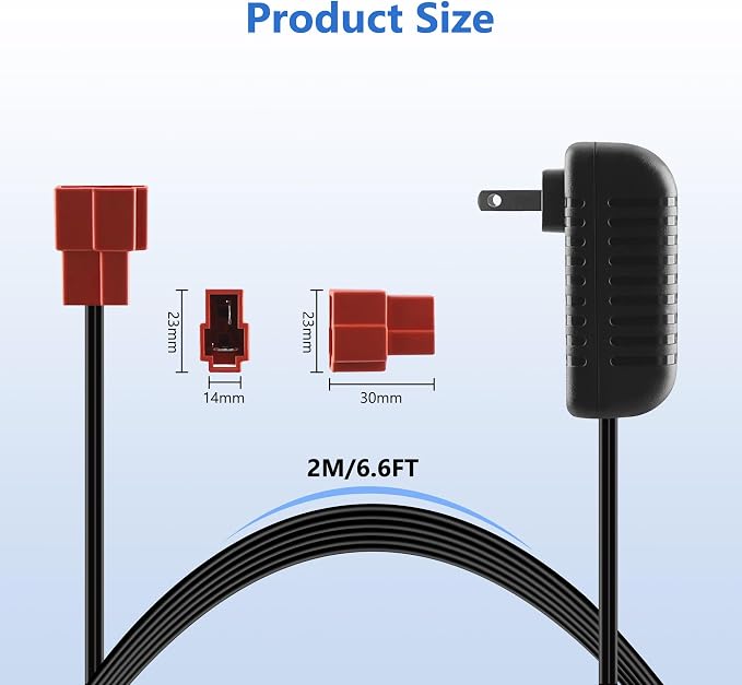 6V Battery Charger for Ride On Toys Car, Compatible with BMX X6, Kid TRAX GMC, Wal-Mart, Moto ATV Quad, Electric Vehicle Power Adapter with Square Plug