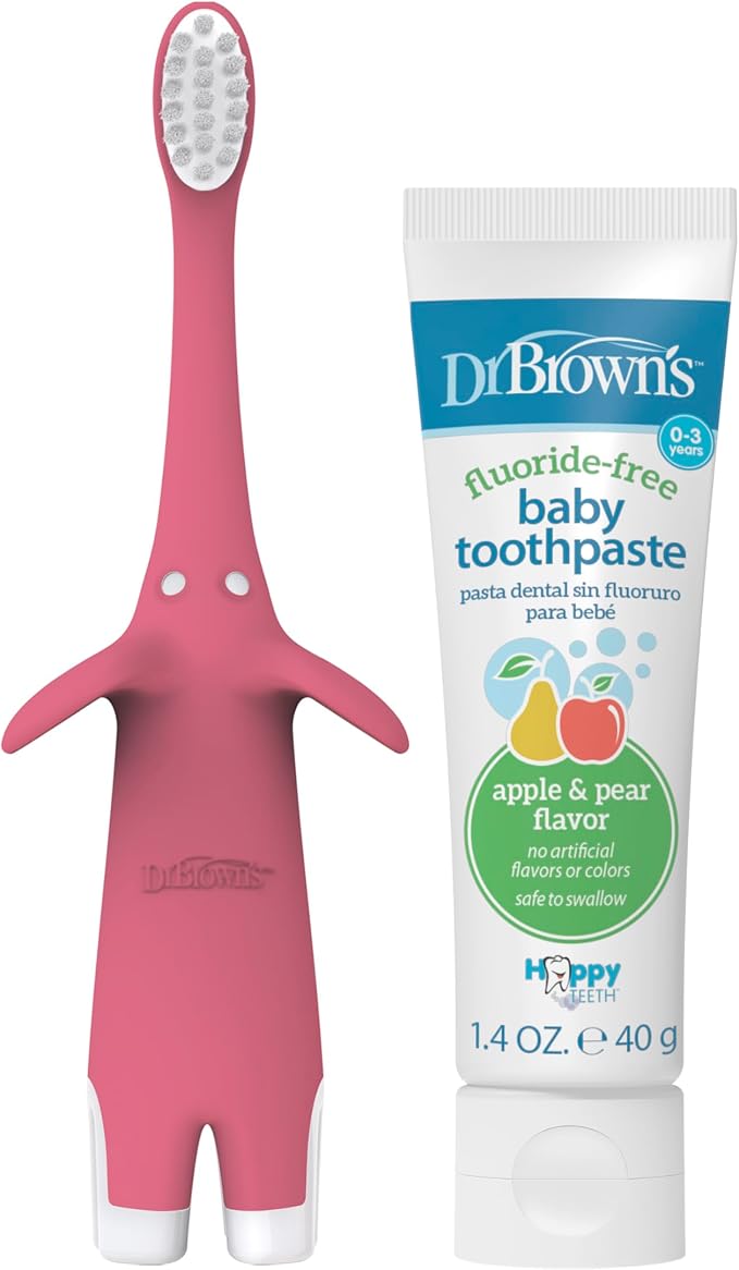 Dr. Brown's Infant-to-Toddler Toothbrush Set, 1.4 Ounce, Pink