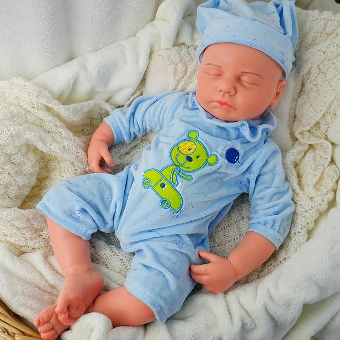 Boy 18.5 Inch, Full Silicone Baby Doll, Reborn Baby Dolls Silicone Full Body, Realistic Baby Dolls, Newborn, Not Vinyl, with Gift Box