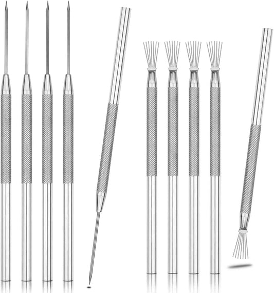 DIYOOHOMY 10 Pcs Clay Needle Tool and 7-Pin Pottery Feather Wire Texture Tools, Polymer Clay Sculpting Tools for Texturing Scoring Carving Modeling Ceramic Sculpture Detail Nail Art DIY Craft Supplies