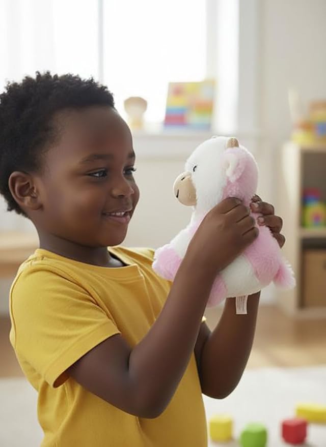 YUKOUQIAN Cute Cow Plush Stuffed Animal Doll Toy 8 inch for Girls Boys (Siting Cow Light Pink)