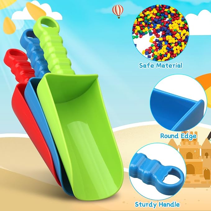 Upgrade 9" Beach Sand Shovels Scooping Toys Set, Beach Spade with Anti Slip Handle, Garden Tool For Kids Adults, Gardening Digging Sandbox Kit, Beach Essential Gift For Boys Girls Indoor Outdoor