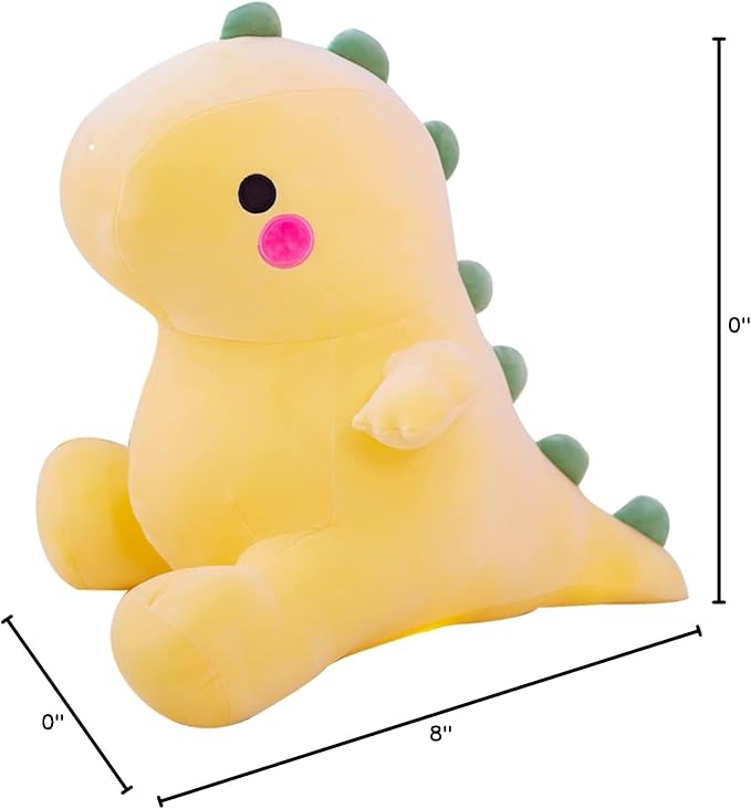 DUANMUL Plush Dinosaur Toy - 8in Stuffed Animal for Kids, Cute & Soft Dino Doll Gift (Yellow)