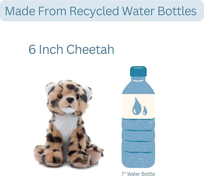 The Petting Zoo Cheetah Stuffed Animal Plushie, Gifts for Kids, Wild Onez Babiez Zoo Animals, Cheetah Plush Toy 6 inches
