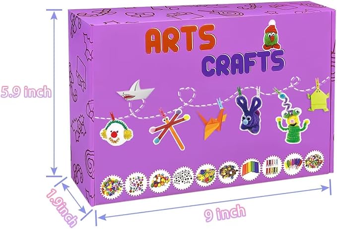 2000 Pcs DIY Arts and Crafts Supplies Kit for Kids - Kids Craft Kits Art Supplies Material Set with Pipe Cleaner All in 1 Crafting Collage Activity for Toddlers Gifts Toys Age 5 6 7 8 9 Year Old Girls