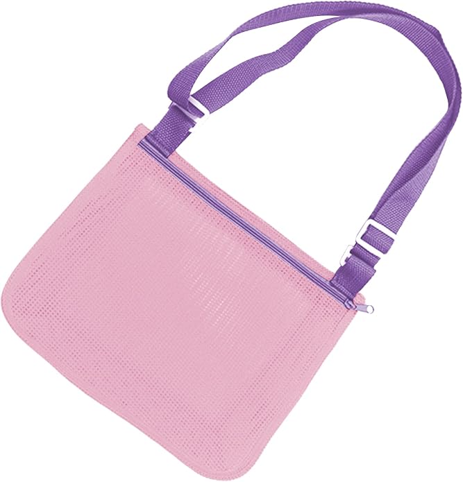 UTTPLL Colorful Mesh Beach Bag Adjustable Kids Quick Dry Net Tote for Seashell Collecting Sand Toy Swimming Accessories