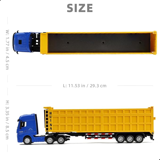 Semi Truck Box Trailer Toy, Large 1/50 for MAX Diecast Transport Trucks Model, Metal Carrier Semi Truck and Trailer Gifts for Boys Adult Model Car Collector -BlueYellow