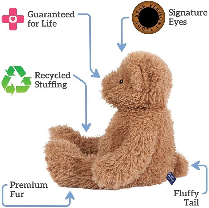 Vermont Teddy Bear Brown Teddy Bear Stuffed Animal | Super Soft Cozy Plush, Romantic Gift, Crafted in the USA | 18 Inch | Super Soft Teddy Bear Collection