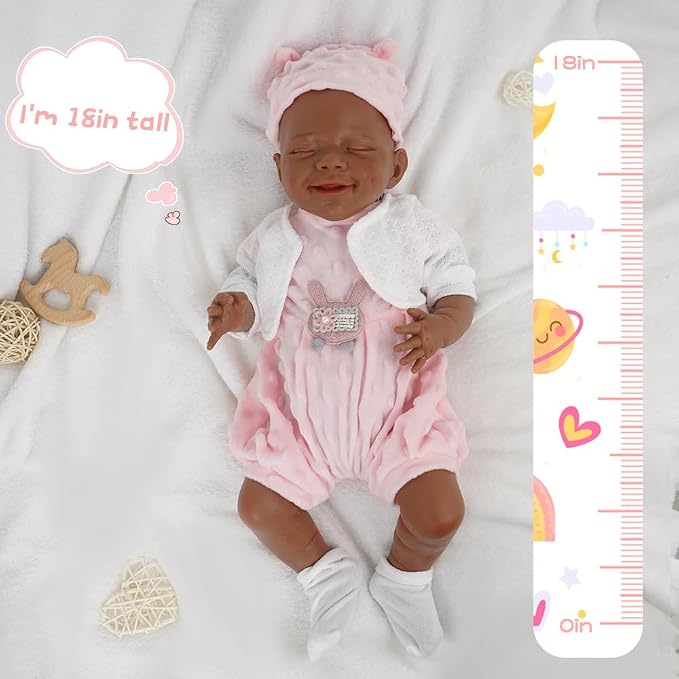 Girl 18.5 Inch, Reborn Baby Dolls Silicone Full Body, Full Silicone Baby Doll, Realistic Baby Dolls, Newborn Not Vinyl, with Gift Box, Gift for Kids Ages 3+