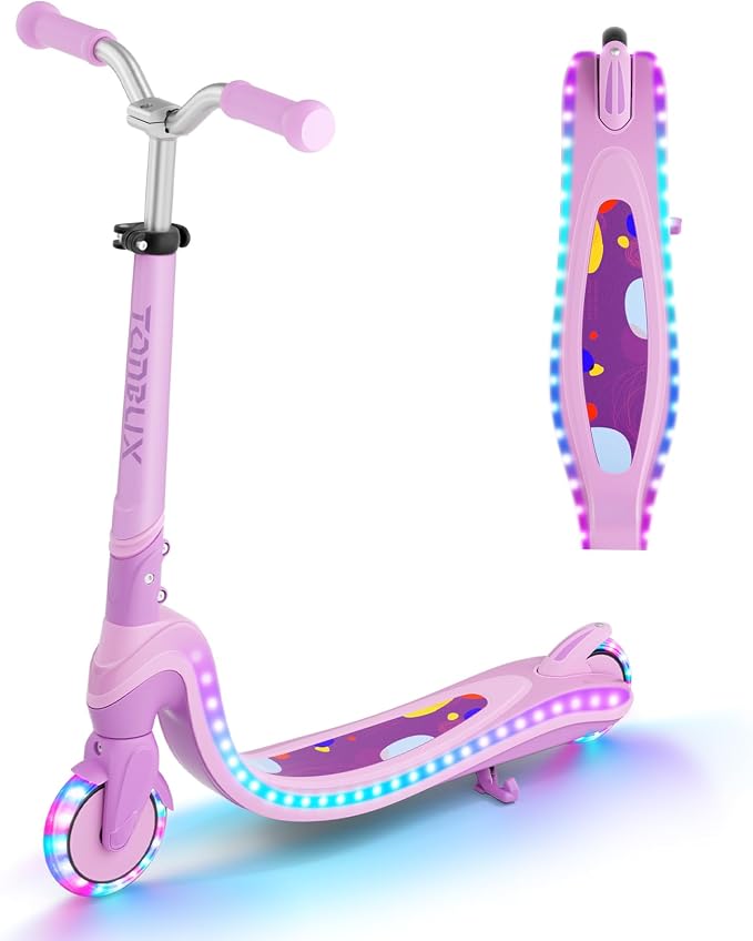 Tonbux Scooter for Kids with Light-Up Wheels & Deck, Adjustable Heights 2 Wheel Kids Scooters for Kids 5-7, Toddler Scooters with 4 Lighting Modes Deck