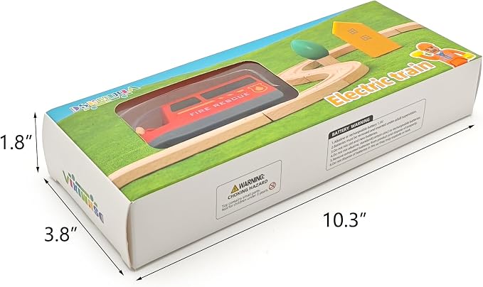 Battery Operated Rescue Fire Fighting Truck for Wooden Train Tracks with Figures Kids Magnetic Wooden Trains Set for Toddlers Boys 3-5 4-8 (Without Battery and Tracks)